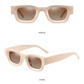 WDZAYXC Rectangular Polarised Sunglasses Retro Square Frame Glasses for Men and Women UV 400 Protection, Beige/Tea