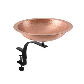 Achla Designs BBHC-02T-RM Hammered Rail Mount Bracket Birdbath, Polished Solid Copper, Black
