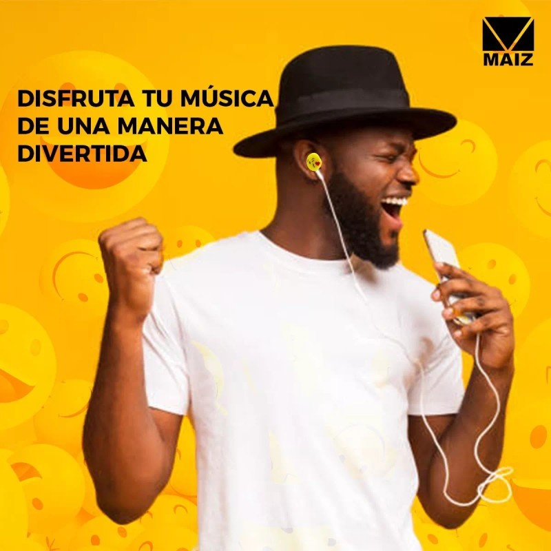 Maíz Audifonos Figura Emoji Oferta Mayoreo Paq 10pz Ej-039