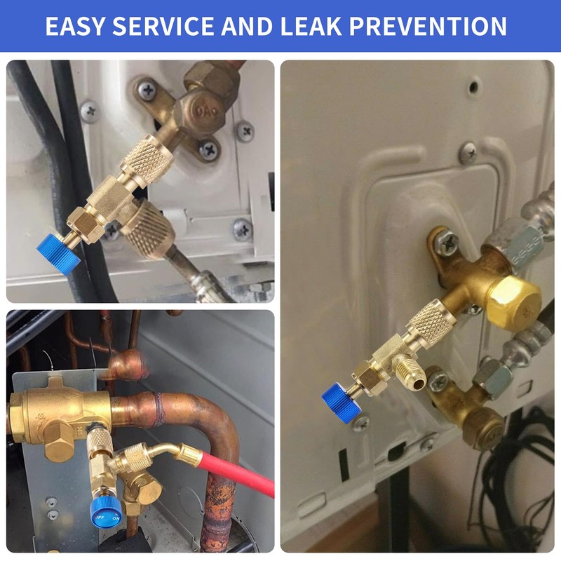 2Pcs Refrigerant Charging Valve Set, 5/16" Safety Adapter Flow Control