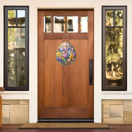 JJFox Easter Egg Flower Diamond Art Hanging Kit for Adult,Special Shaped Rhinestone,DIY Acrylic 5D Diamond Art Painting Window Pendants Home Garden Wall Hanging Kits Hanging Ornament,Double Sided