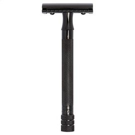 MERKUR Rasierhobel 23B | Klassiker mit langem Griff Schwarz | Dreiteiliger Rasierer mit geradem Schnitt | Geschlossener Kamm | Ideal für Nassrasur | Messing Griffstück | Made in Germany