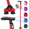 BigAlex Folding Walking Cane with LED Light,Pivoting Quad Base,Adjustable Walking