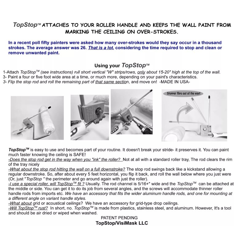 TopStop Roller Guide- NOT a gimmick PREVENTS PAINT FROM hitting