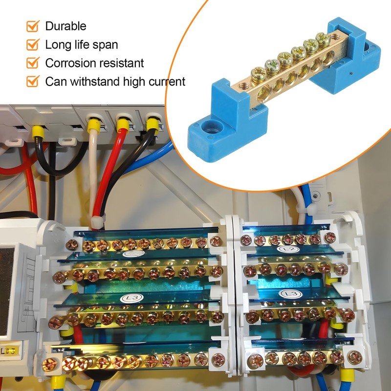 HUAREW Grounding Bus Bar 6 Positions, Ground Bus Bar Terminal