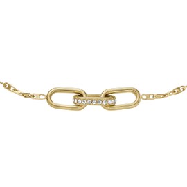 Fossil Women's Stainless Steel Gold-Tone Heritage D-Link Glitz Chain Bracelet, Color: Gold (Model: JF04525710)