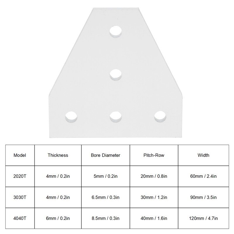 203040 T Shape Joining Plate Aluminium Alloy 5‑Hole Joint Bracket