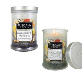 Warm Birch Woods Long-Lasting Scented JAR Candle (18 OZ)-2PACK, Gray