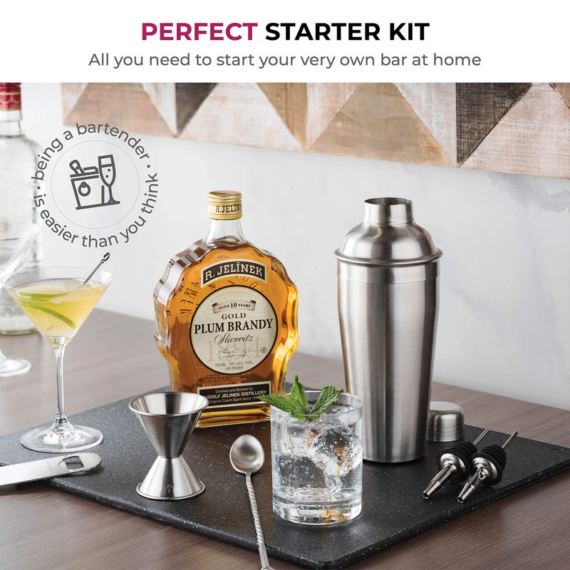 FineDine Cocktail Shaker Set - 7-Piece Cocktail Making Set w/
