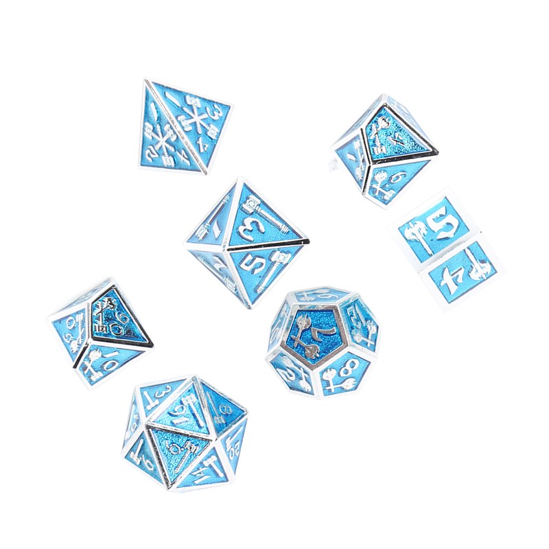 7pcs Polyhedral Dice Set Clear Number Metal Glossy Odorless Table