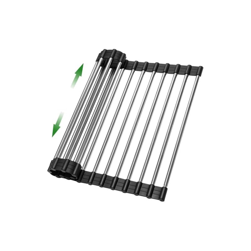 Expandable Large Roll Up Dish Drying Rack 18 Tube 21.25x12.79''Collapsible