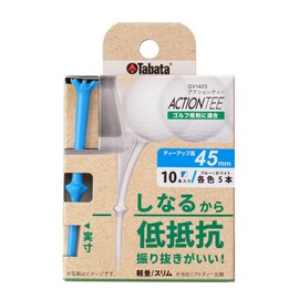 Tabata GV1423 PWBL45 Golf Non-Breakable Heavy Duty Tee, Low Resistance for Stable Shots, Easy to Find Colors, White, Blue, Golf Tee, with Tiers, Already Height, Action Tee, 1.8 inches (45 mm)