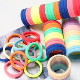 100Pcs Thick Seamless Cotton Hair Bands, Simply Hair Ties Elastic Ponytail Holders Headband Scrunchies Hair Accessories No Crease Damage for Thick Hair (Mix Colors)