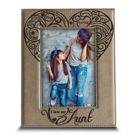 BELLA BUSTA-I Love My Aunt- Engraved Leather Picture Frame- Aunt Gift Auntie Gifts (5" x 7" Vertical)