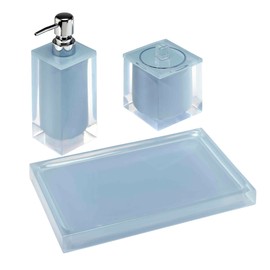 IZOD - Bathroom Set, 3pc Countertop Accessories, Vanity Tray, Covered Jar & Lotion Pump, Modern Home Decor, Dorm Room Essentials (Marina Collection, Blue)