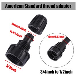 FOGWOWO 1/2 inch Irrigation Tubing Fittings For (1/2" ID x0.6-0.63" OD) 16mm Drip Tubing Barbed Locked Connectors-5 US Standard 3/4" to 1/2" Faucet Adapters,5 Filter Washers,5 Rubber Washers