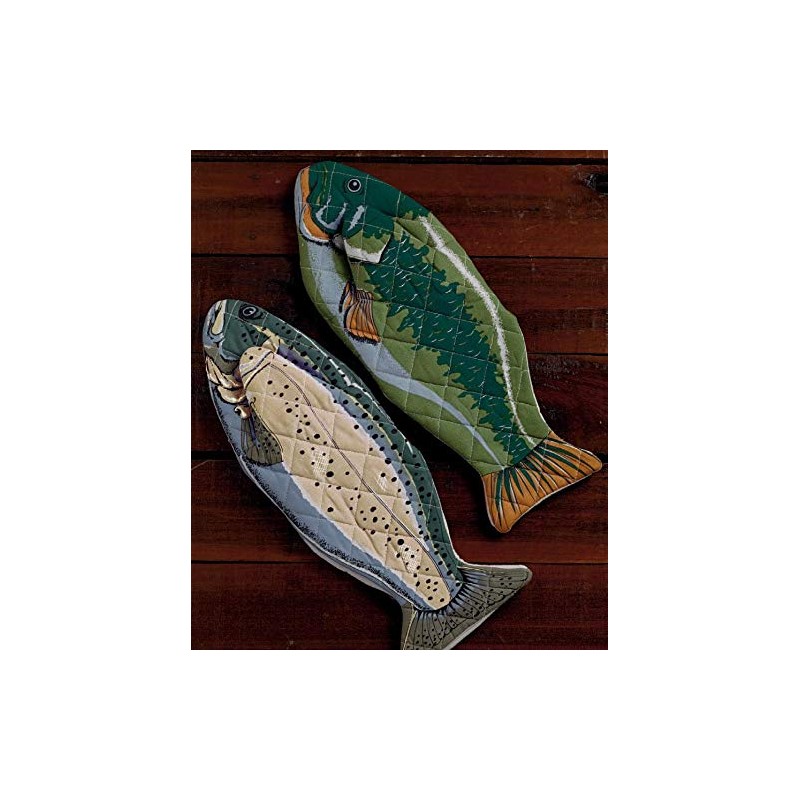 DII Lakehouse Collection Fish Oven Mitt, 16x6 inches (Multicolor)