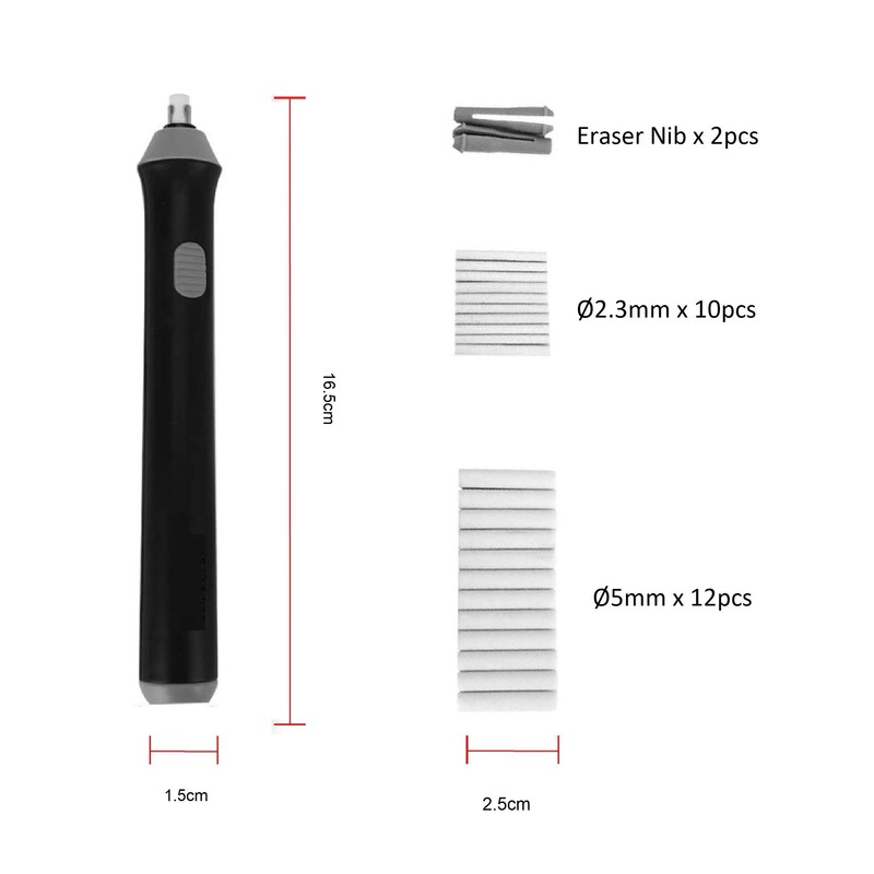 Artme Electric Eraser (22pcs Refills Included) - Round, Rubber &