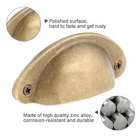 Bowarepro Antique Half Moon Kitchen Furniture Knobs Cabinet Shell Pull Handle Cup with Screws 65mm Between Holes (Yellow Bronze) 10pcs