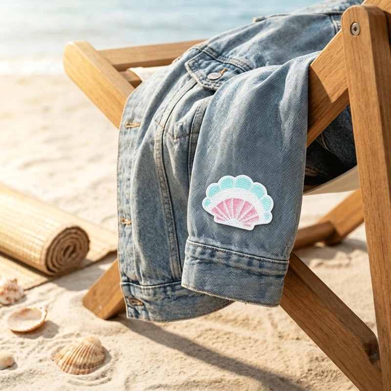12PCS Sequin Shell Iron On Patches, Ocean Theme Embroidered Appliques
