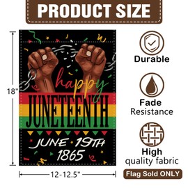 Dyrenson Happy Juneteenth Decorative Garden Flag, June 19th 1865 African American Emancipation Freedom Yard Outside Home Decoration, Black History Burlap Outdoor Small Decor Double Sided 12 x 18