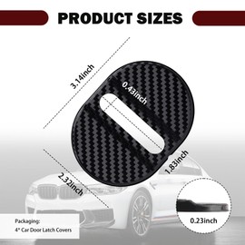 Aokdom 4PCS Carbon Fiber Car Door Strike Protector,Stylish Car Decor Cars Door Latch Cover for Cushioning Protection,Self-Adhesive Cars Doors Lock Cover Automotive Accessories Exterior