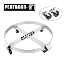 55-Gallon Drum Dolly - Heavy-Duty Steel Dolly with Cross Braces and 4 Caster Wheels – 1,000-Pound Capacity by Pentagon Tools