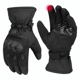 KEMIMOTO Taktische Handschuhe Winter, Motorradhandschuhe Winter Wasserdicht, Militär Einsatzhandschuhe mit Kohlefaser Knöchelprotektor, für Arbeit, Wandern, Jagd und Security