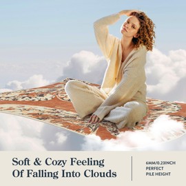 Lahome Butterfly Orange Rugs for Bedroom, 6x9 Non Slip Fall Rug Bug Rugs for Dining Room, Modern Non-Shedding Washable Low Pile Insect Carpet for Living Room Playroom