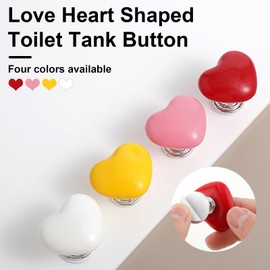 Bewudy 4 Pcs Toilet Button Pusher, Love Heart Shaped Toilet Tank Button Toilet Flush Button Pusher, Toilet Press Tool for Toilet Lid and Tank Toilet Flusher Top Push Button for Women Long Nail