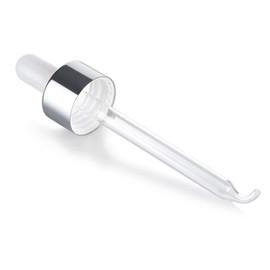 JUVITUS Glass Dropper Closure Top for 1 oz / 30 ml (20-400 neck size) Boston Round Bottles - 12 PACK (Silver Glass Bent Tip)
