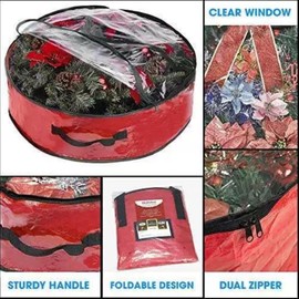 Hottidressy Weatherproof Life Ring Storage Bag – 30 Inch Christmas Wreath Storage Bag,Christmas Wreath Storage Container with Transparent Window and Handles, Festive Decoration for Home use, Moving