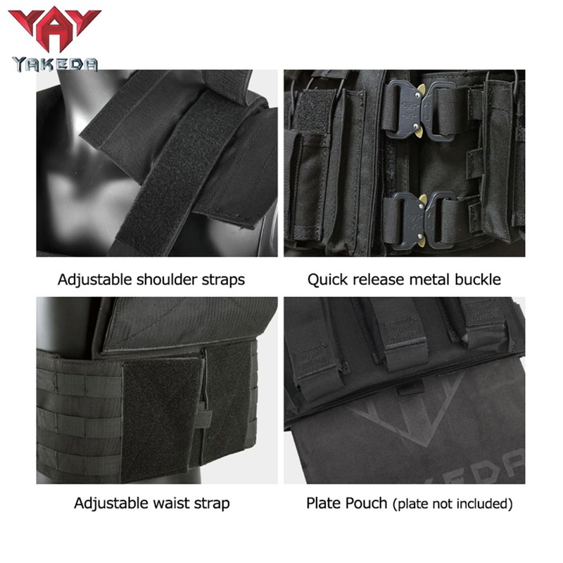 YAKEDA Tactical Training Vest with PALS System - Multi-Pocket Adjustable