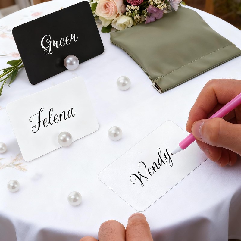 CebraBounze 30 Pcs Decorative Pearl Place Card Holders Bulk, Elegant