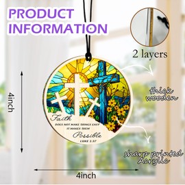 Cross Ornaments for Christmas Tree, Christian Religious Gift for Women, Cross for Car Mirror Hanging Christian Gifts for Men, Mom, Faith Home Decor - Jesus Ornament Religious Gift for Truck Driver