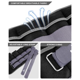 Adjustable Ankle Weights 1-20 LBS Pair with Removable Weight for Jogging, Gymnastics, Aerobics, Physical Therapy, Resistance Training|Each 2-10 lbs, Total 20LBS, Dark Grey