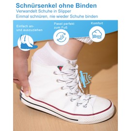 Shecret 2 Pairs of Elastic Shoelaces, Flat - Elastic Shoe Laces Without Tying for Children and Adults, 7 mm Width, Rubber Laces, White