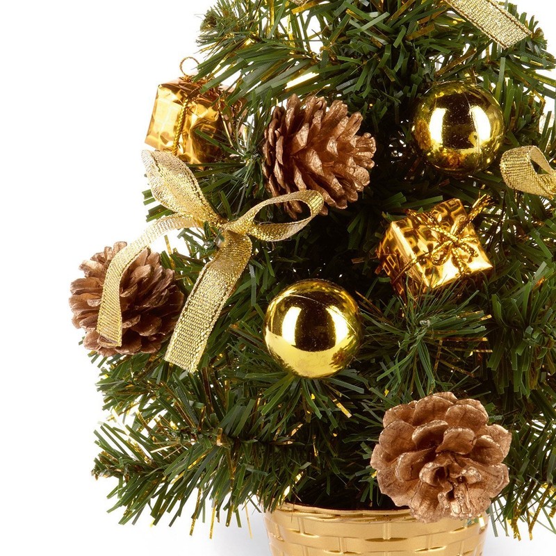 30cm Gold Dressed Christmas Tree