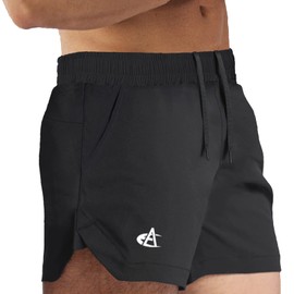 Manatlife DK09 Men's Short Pants, For Gym, Muscle Training, Sweat Absorbent, Quick Drying, Lightweight, 3/4 Length, Woven Fabric, Beach Pants, Sportswear, Bottoms, Summer, Black