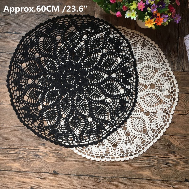 MINDPLUS Cotton Hand Crochet Doilies Lace Crocheted Tablecloth Doilies Placemat