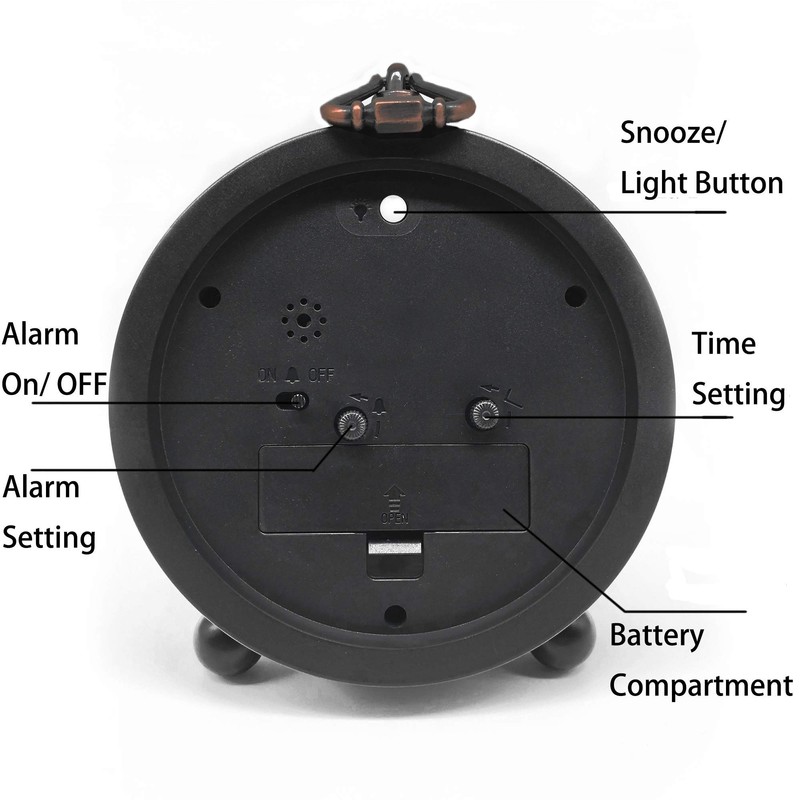 TooTa ヴィンテージレトロアナログ目覚まし時計 4インチ チッキング 小さな時計 ナイトライト付き 電池式 シンプルデザイン リビングルーム 寝室
