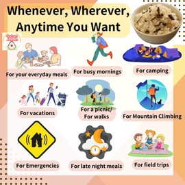 GOHAN JAPAN Sansai Okowa Japanese Dried Alpha Rice (100% Japan-based) with Mountain Vegetables for Camping Emergencies 100g/3.5oz (A filling 260g/9.2oz meal) per 1-pack by Onisi (1-pack, 100, Gram)