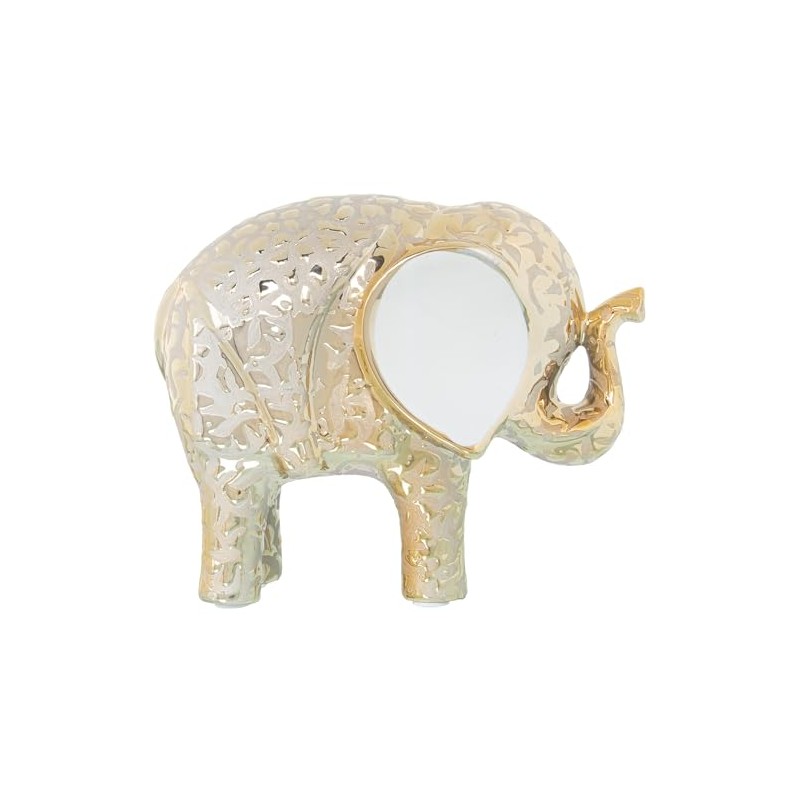 DRW Gold and White Ceramic Elephant Figurine 9 x 21
