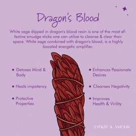 ESPOIR & AMOUR Dragon's Blood Sage - 3 Spiritual Sticks for Smudging, Healing and Ritual | Sustainably Harvested 4 Inch Red Sage Smudge Stick to Protect From Negativity