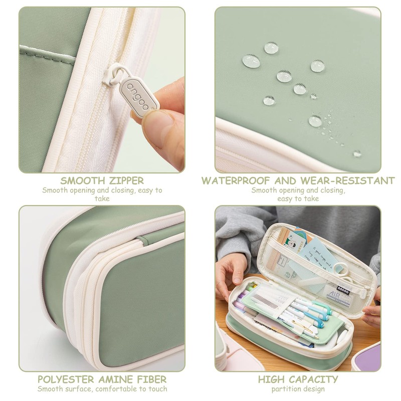 MUEEAD 1 Piece of Expandable & Simple Pencil Case, Large-Capacity,