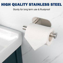 NearMoon Toilet Paper Holder Self Adhesive, Premium Thicken SUS304 Stainless Steel Rustproof Adhesive Toilet Roll Holder no Drilling for Bathroom, Kitchen, Washroom (2 Pack, Brushed Nickel)