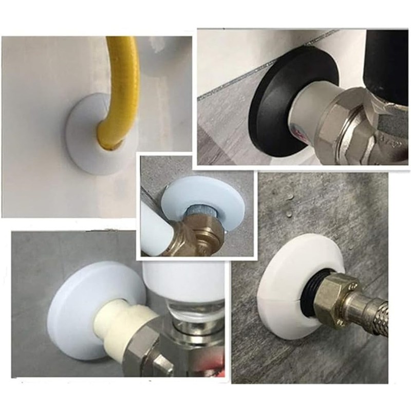 Wall Flange Cover Collars Plastic Radiator Pipe Collars, 4 Pieces,Water