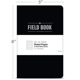 Elan Publishing Company The Indestructible, Waterproof, Tearproof, Weatherproof Field Notebook - 5"x8" - Black - Lined Memo Book - Pack of 3