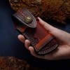 2PC Hand Made Carved Leather Sheath for Folding Knife Cover