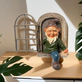 NIWWIN Garden Gnome Statue, Sculpture Tree Decoration, Funny Figurines Decor Ornaments for Lawn Patio Yard Decorations, Novelty Interesting Gifts. (Male)